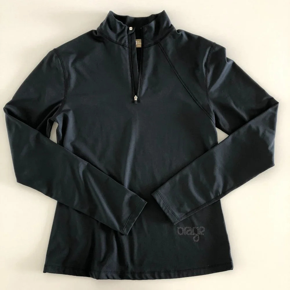 Orage Base Layer 1/4 Zip Long Sleeve Activewear Top Black Size M